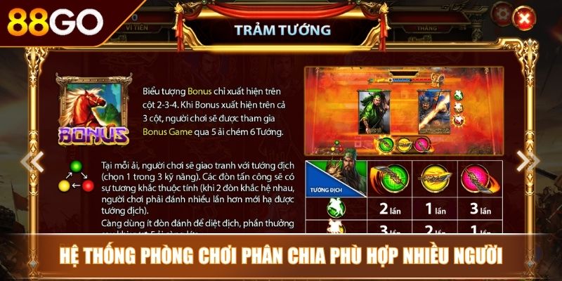 Hệ thống phòng chơi phân chia phù hợp nhiều người 