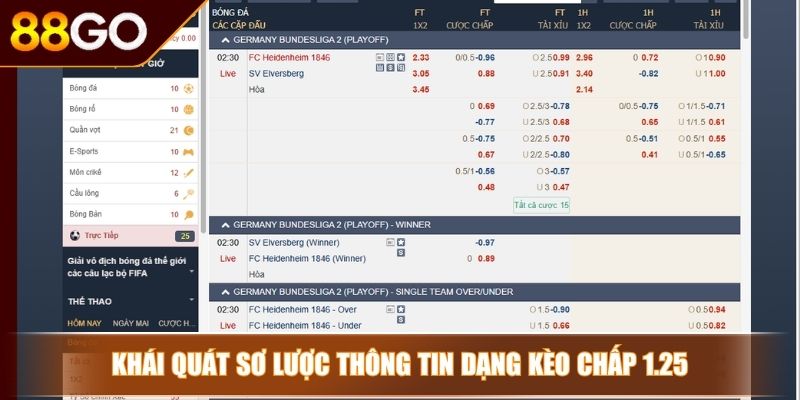 Kèo Chấp 1.25 - Cách Đọc Chuẩn Xác Và Bí Kíp Chơi Hiệu Quả 2 Khái quát sơ lược thông tin dạng kèo chấp 1.25